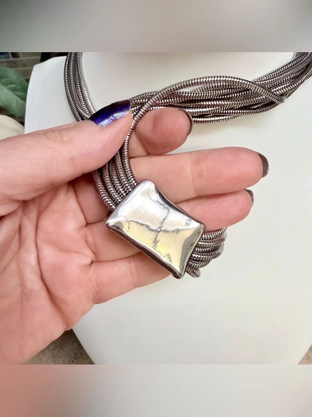 Chicos Vintage Silver Tone Multi Strand Necklace